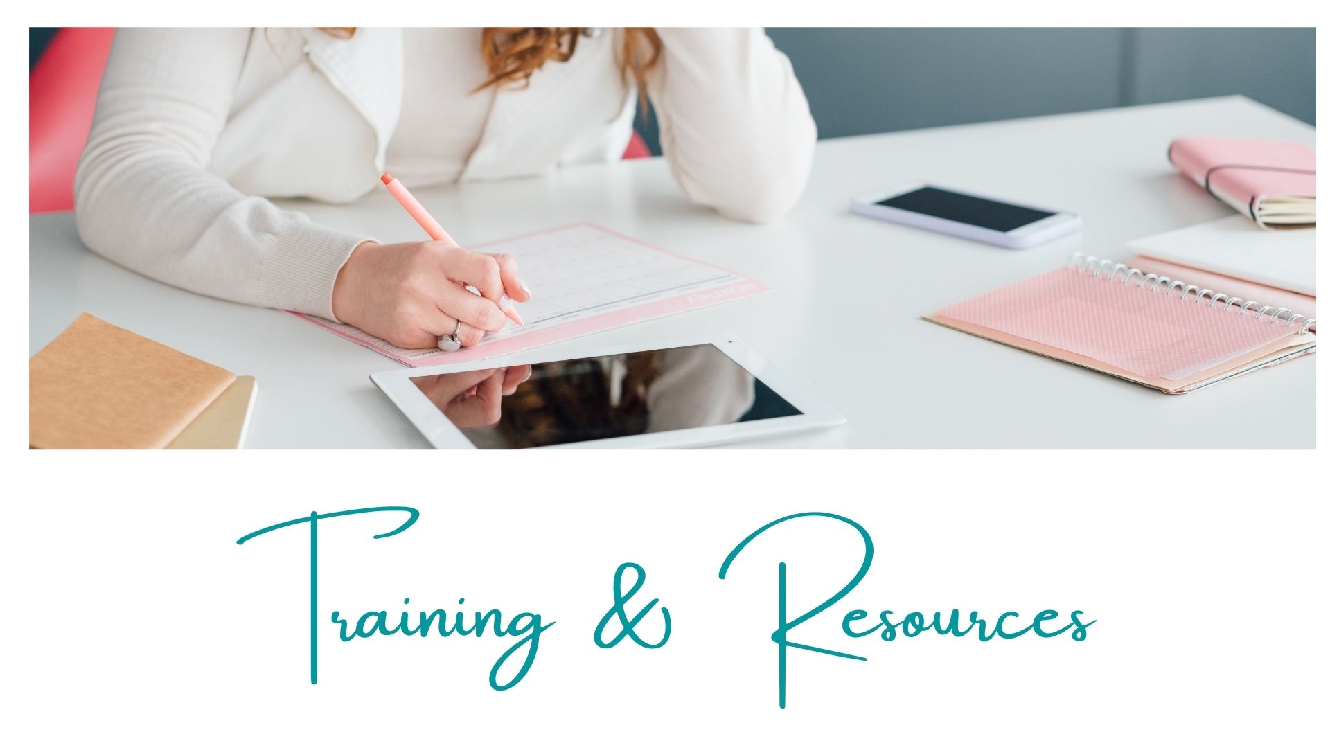 Printed social media strategy guides and checklists available as marketing resources