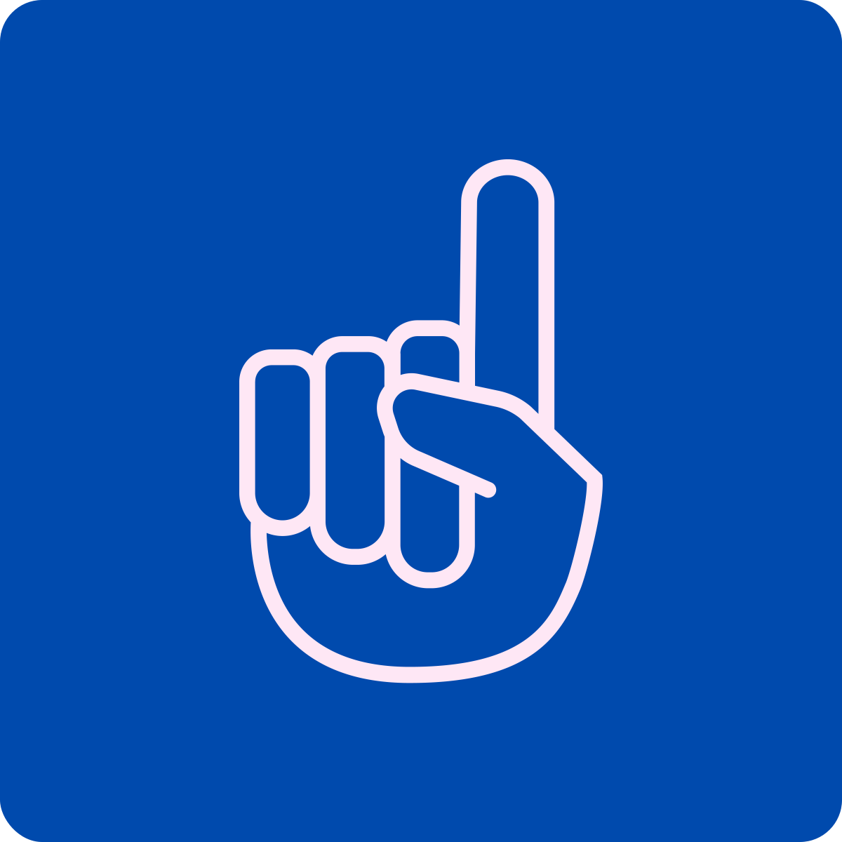 Hand holding up a finger for #1