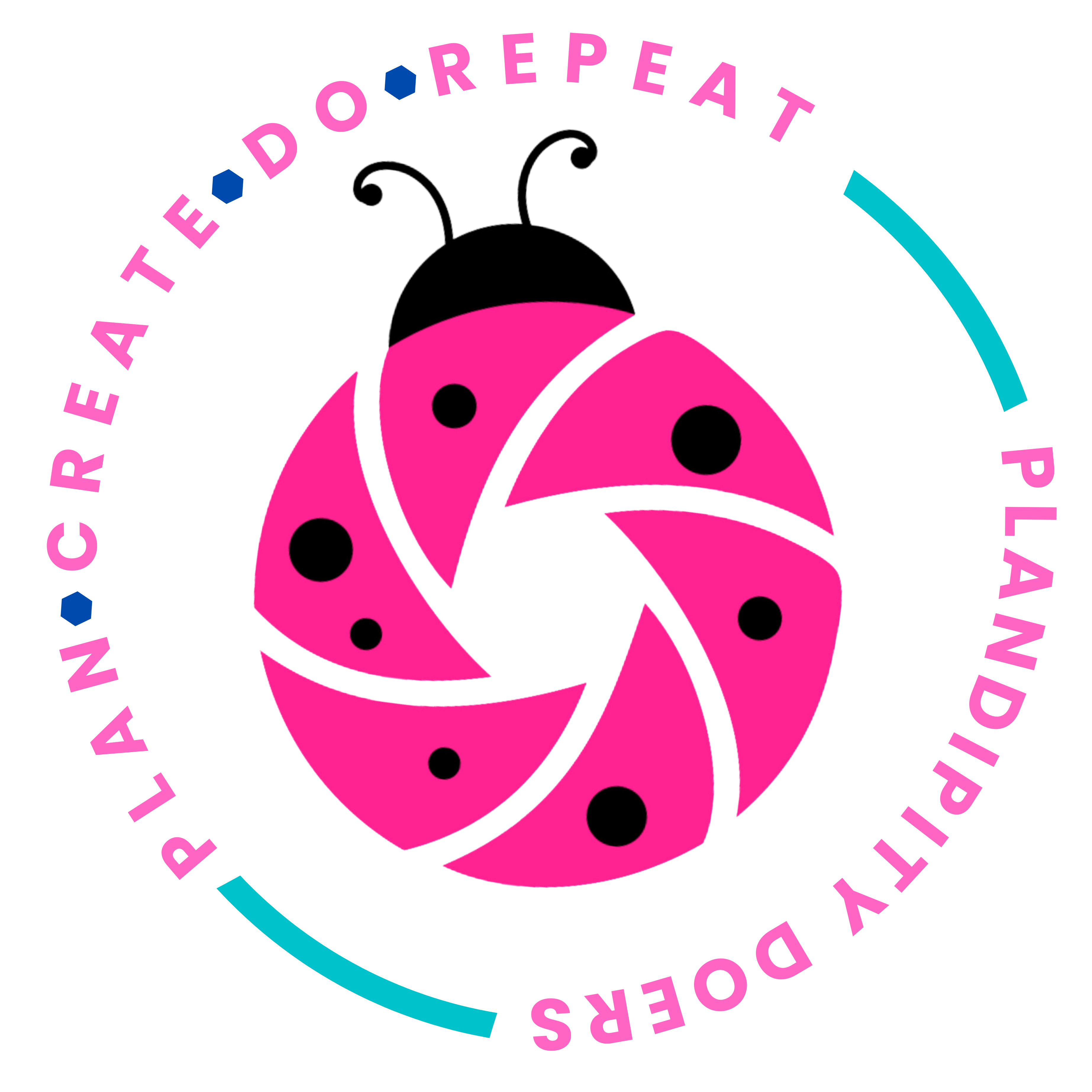 Plandipity Doers logo with swirl and ladybug icon
